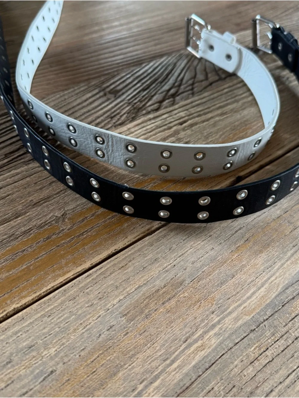 Kids Double Grommet Belt Set - White & Black, NWOT